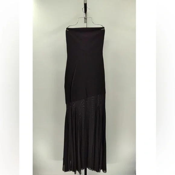 NWT - Lulus Compelling Elaris Mixed Media Black Strapless A-Line Maxi Dress - Picture 7 of 9